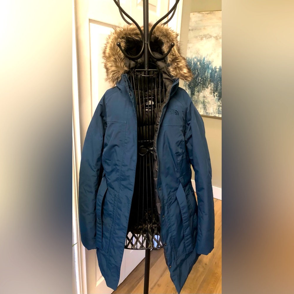 Ladies Teal The North Face Parka - Picture 2 of 10